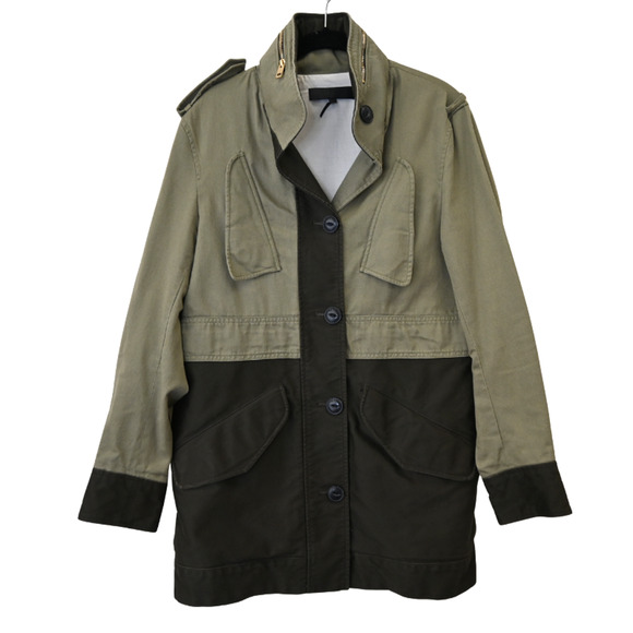 Rag & Bone Military Jacket Size 0 Womens Army Green Brown Button Front Utility - Picture 1 of 8